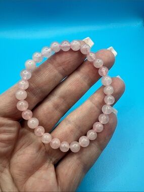 Pink Rose Quartz Beaded Stretch Bracelet 4mm